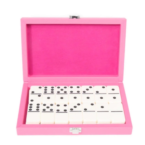NIB travel ELLEN DOMINOS SET in pink vegan leather - Picture 9 of 13